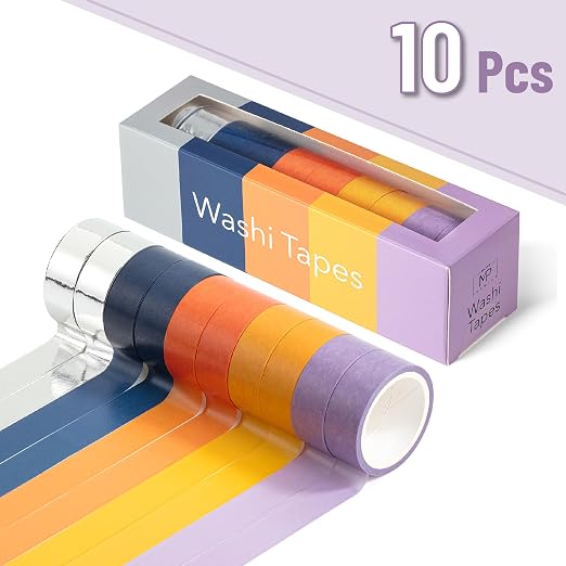 Mr. Pen- Washi Tape Set, 10 Rolls, 5 Yards/Roll, Washi Tape for Scrapbook | Arts, Crafts, Journals and Planners, Autumnal Reverie