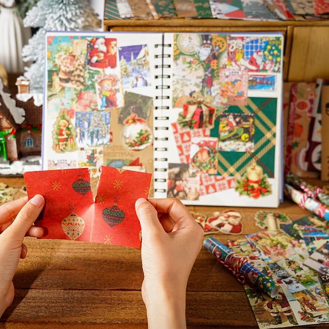 DOLEEYAE 287pcs Vintage Junk Journal Kit, Scrapbook Paper & Stickers