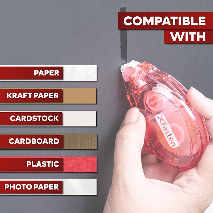 XFasten Glue Tape Roller Runner Pink, Photo-Safe, Zero-Jamming 0.3-inch x 360-inch (4-Pack, 1440-inches Total) Double Sided Gift Wrap Tape Adhesive for Scrapbooking Bullet Journaling Card Making
