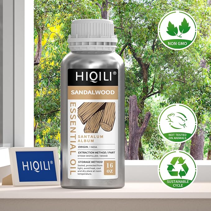 HIQILI Sandalwood Essential Oil Long-Lasting Scent for Skin Care & Diffuser
