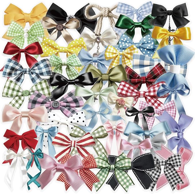 50pcs Transparent Colorful Bow Sticker,Vinyl Waterproof Cute Aesthetic Bows Stickers for Water Bottle Scrapbook Laptop Luggage Phone Guitar Funny Trendy Decals for Teens Girls Women Gifts(Bow)
