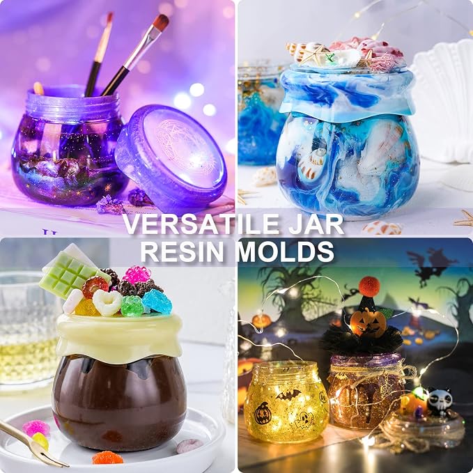 LET'S RESIN Pudding Jar Resin Molds with Lid, Epoxy Molds Silicone for Storage Bottle,Candle Holder,Candy Container, Epoxy Casting Craft,Flower Pot, Gifts