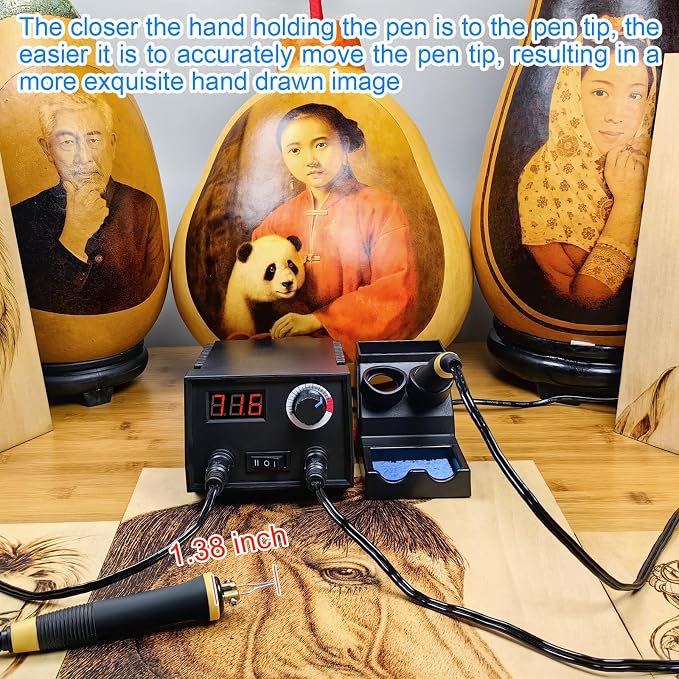 FIRElood Wood Burning Tool, Wood Burner kit Pen 25~750℃, Wood Burning kit with Digital Thermometer Temperature Adjustable Temperature, 2 pyrographic Wood Burning pens, 30 Wood Burning Pen Tips