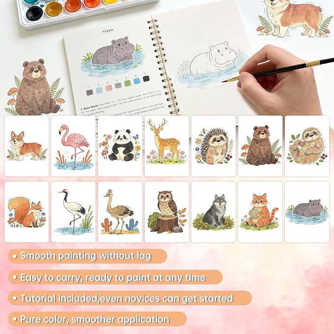 Watercolor Workbook, 16 Colors Watercolor Books Paint Set for Adults Teens