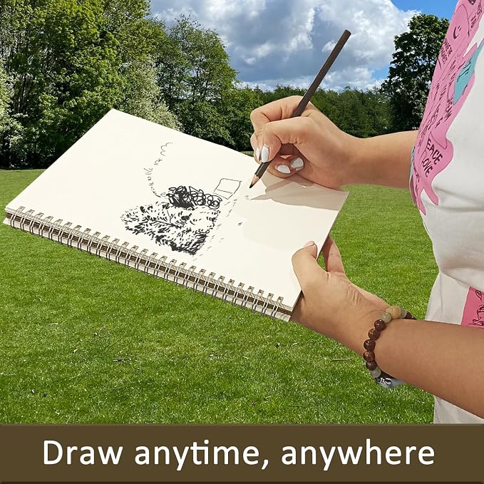DSTELIN 10 x 7.5 Inch Sketch Book for Drawing, 50 Sheets 100GSM Acid-Free Thick Paper, Mix Media Spiral Bound Sketch Pad for Pencil and Pen