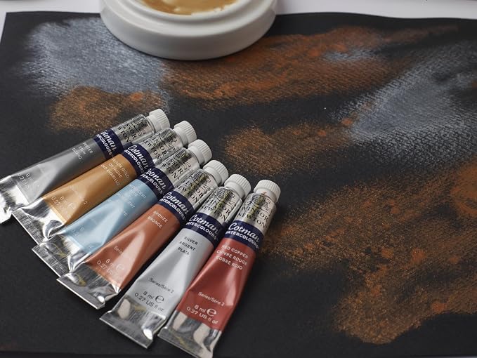 Winsor & Newton Cotman Watercolor Paint Set, 6 x 8ml Tube Metallic Colors | Introductory Watercolor made with Fine Art Pigments, Perfect for Beginners, Lightfast & Permanent, Good Tinting Strength
