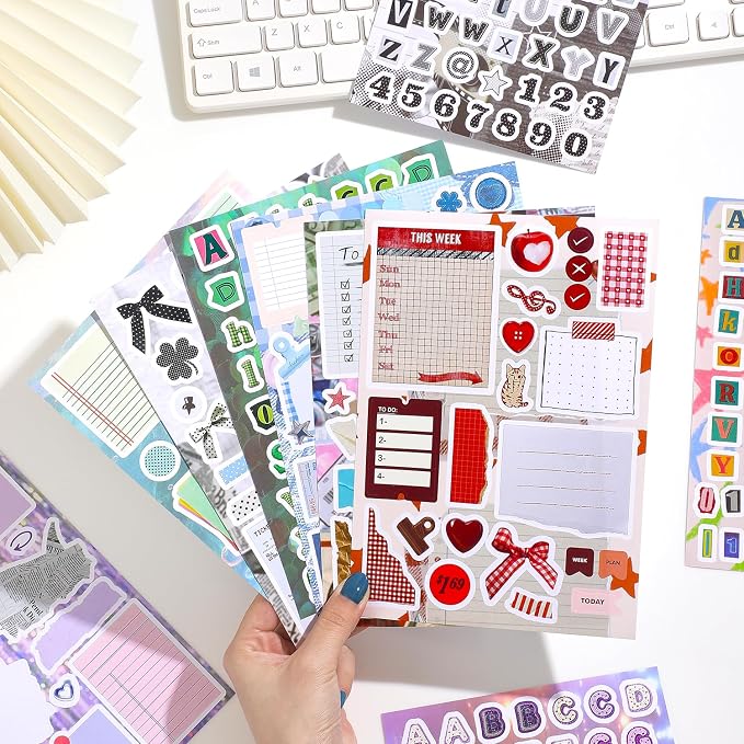 1000+ Pcs Alphabet Collage Sticker Book, Retro Letter & Collage Note Frame Decor Stickers for Junk Journal, Scrapbooking Supplies, Ideal DIY Decorative Gift for Women Teen Girls