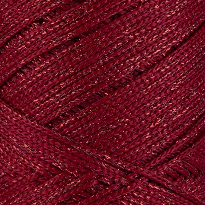 S Sensy 2mm -Premium Polypropylene Macrame Cord 10 Skeins Dark Red Sparkle