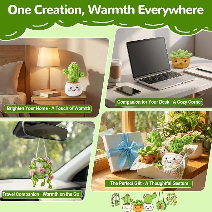 obvade Crochet Kit for Beginners Knitting Kit for Beginners Crochet Animal Kit Beginner Crochet with Step-by-Step Video Tutorials (Plants)