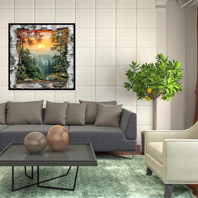 5D Forest Landscape Diamond Art kits for Adults Beginners 13.7x 13.7 Inch | Diamond Painting Kit DIY Full Round Drill Paint by Diamonds Dot Gem Art for Adult, Home Wall Decor
