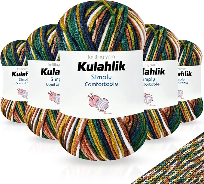 250g(5x50g) Acrylic Yarn for Crochet/Knitting, Colorful Gradient Yarn Thread, 5 Rolls Skeins, Perfect for Any Knitting Crochet and Crafts Mini Project