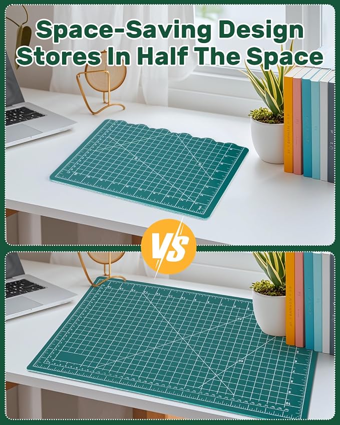 Foldable Self-Healing Cutting Mat, 17" x 11", Double-Sided Rotary Cutting Mat for Sewing, Quilting, Scrapbooking, Fabric Craft & Hobby Use, Craft Cutting Board(A3)