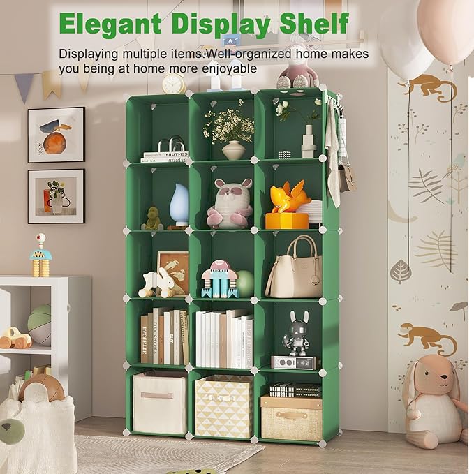 C&AHOME 16 Cube Storage Organizer Cube Shelf Units Storage Cubes, Green