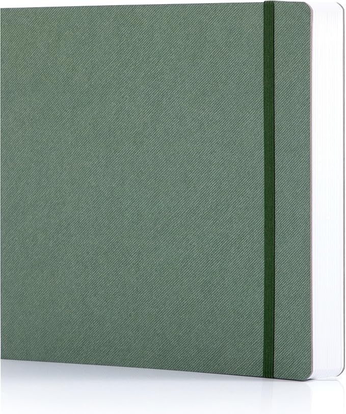 Hardcover Sketch Book, 8.3x8.3, 96 Sheets, Sketchbook for Drawing, Green | Ideal Gift For Kids Adults,200GSM Watercolor Heavyweight Lay-Flat Art Journal,Drawing pad for Adults
