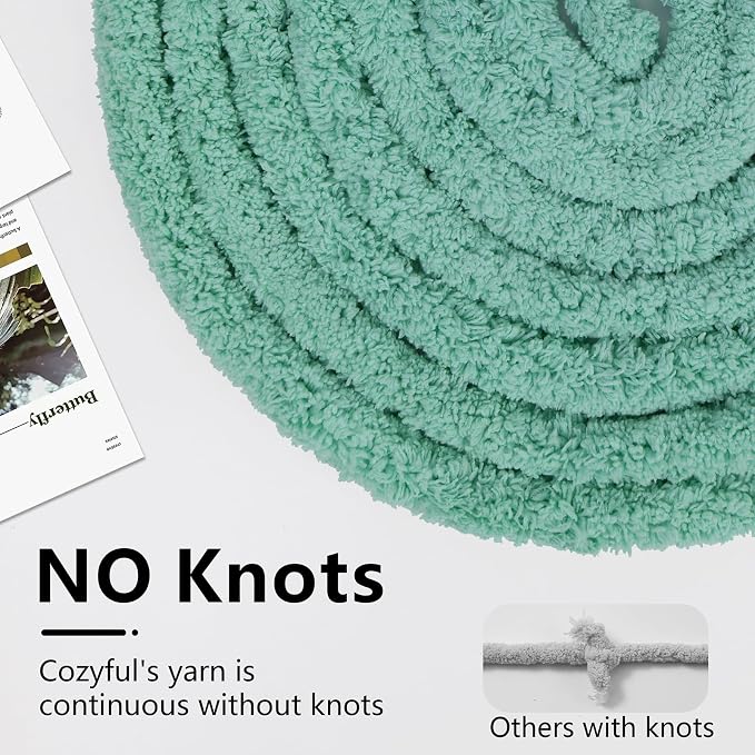 Cozyful Chunky Yarn for Hand Knitting - #10 Chunky Chenille Yarn, Jumbo Big Thick Chunky Yarns for Crocheting, Super Bulky Chunky Knit Blanket Yarns, 8 Skein (22yds 8oz Each Skein), Misty Jungle Green