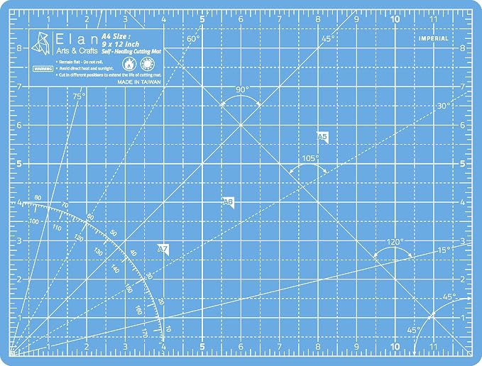 Elan Cutting Mat A4 Blue, Self Healing Cutting Mat 9x12 Inch, 5-Ply Craft Board Blue, Hobby Board for Crafts 9x12 Inch