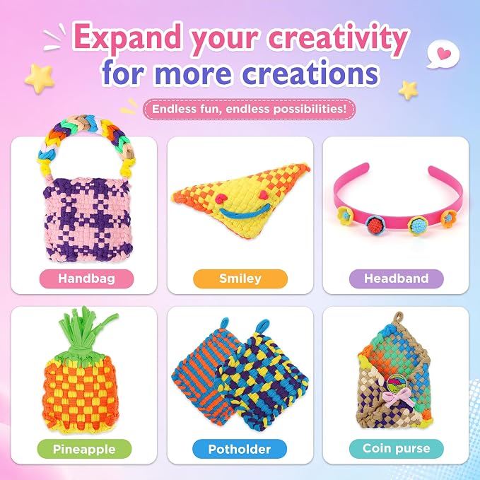 Weaving Loom Kit for Kids - DIY Potholder Craft Loops Set Girls Age 6-12