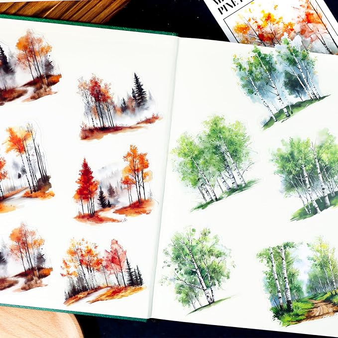 120 Pieces Botanical Tree-Themed PET Sticker