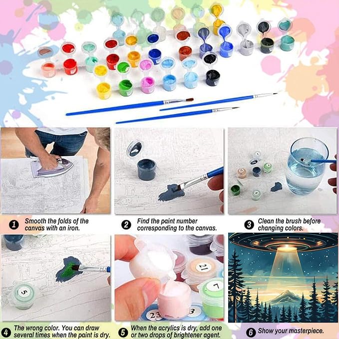 Arttoplus UFO Paint by Numbers Kit for Adults Beginner 16x20 inch | Bus in Forest Adult Paint by Number Kits on Canvas, DIY Oil Painting by Numbers for Gift Home Wall Decor (Without Frame)