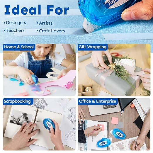 TMOL 4 Pack Scrapbook Tape, 26 Ft x 0.31 in Double Sided Tape Roller, Permanent Adhesive Tape Dispenser Runner, Photo-Safe Glue Tape Roller for Scrapbooking, Crafts and Arts Projects, Smooth & Clean