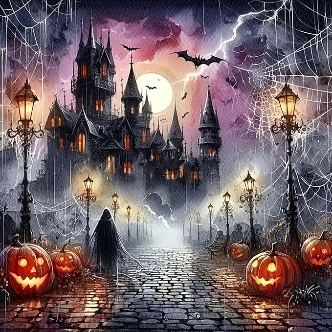 5D Halloween Haunted House Diamond Painting Kits for Adults 13.7x13.7 Inch