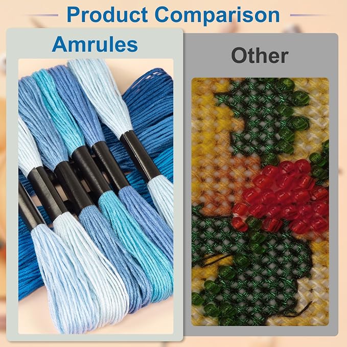 Amrules Friendship Bracelet String, 12 Pcs Embroidery Floss, Blue Series | Including 344.5" Cotton Cross Stitch Thread, Hand Embroidery Thread for DIY Sewing and Embroidery Crafts Making