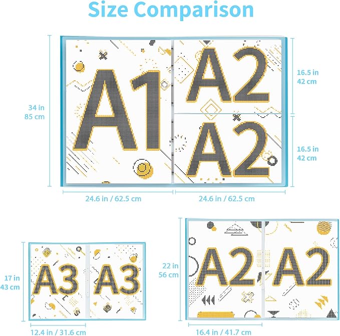 ARTDOT A1 Storage Book for Diamond Painting Kits, Diamond Art Portfolio Folder for Diamond Painting Accessories with 13 Pockets, 26 Views Protectors (34x25.4inches)