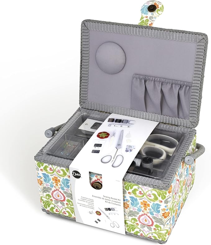Dritz Medium Sewing Basket Kit Filled with Essential Sewing Supplies
