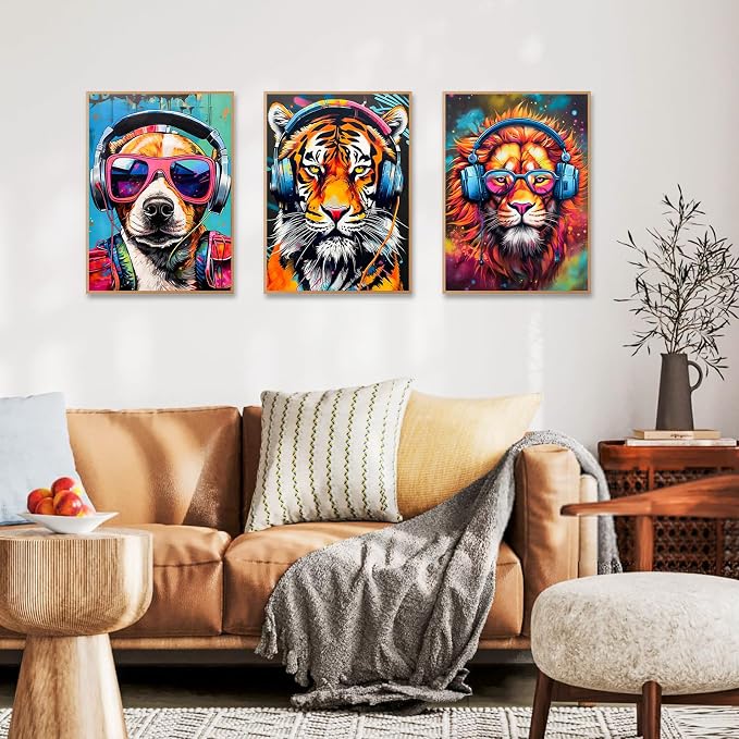 Okarina 6 Pack Paint by Numbers Kit for Adults & Beginners, Animals Designs | Paint by Number Kits on Canvas without Frame, 10x14 Inch, DIY Painting Kit for Home Wall Decor, Gifts for Women & Men