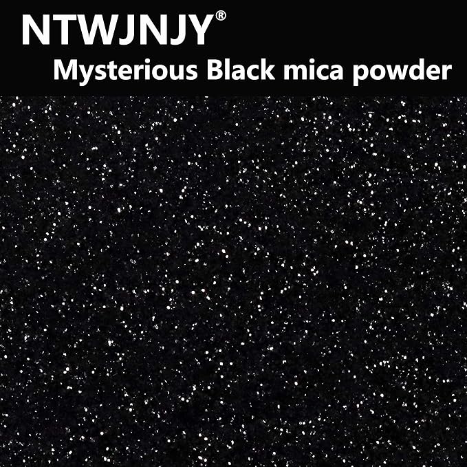 NTWJNJY Mysterious Black Mica Powder, Natural Shimmer Mica Powder | for Epoxy Resin/Candle/Soap/Lip Gloss/Slime/Quicksand/Bath Bombs/.Car paint pigments.Candle Dye,Soap Making Dye(50g/1.7oz)