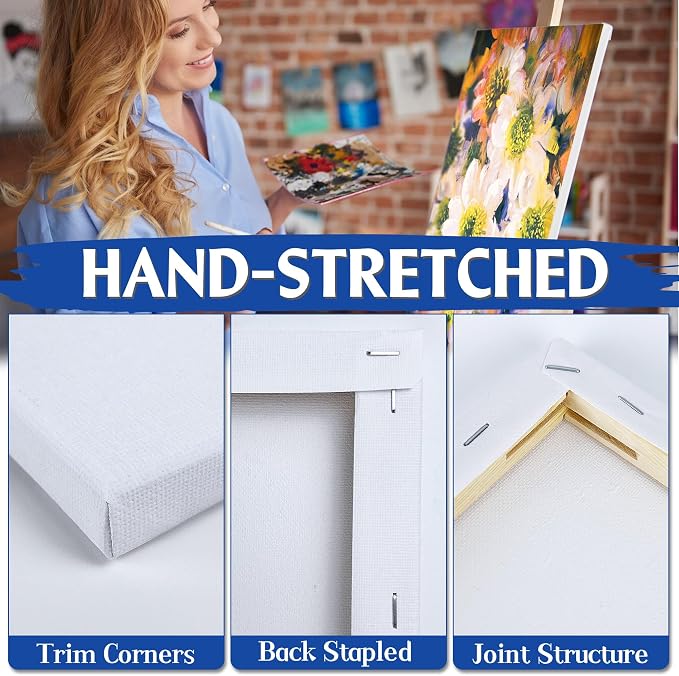 Halobios Blank Canvases for Painting with 11x14 inch, 8 Packs Stretched Canvases for Acrylics, Oils, Watercolors & Other Painting Media, 5/8 Inch Profile 100% Cotton Primed Artist Framed Canvas