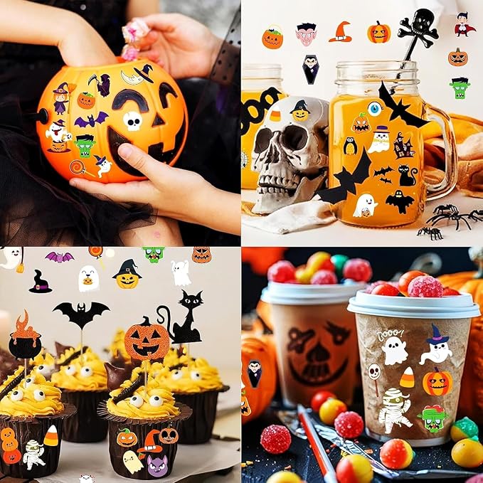 100 Sheets Halloween Stickers for Kids(Over 1250pcs), Cute Halloween Stickers Bulk for Pumpkin Party Favors Decoration Gifts Treat Bags Goodie Bags Filler