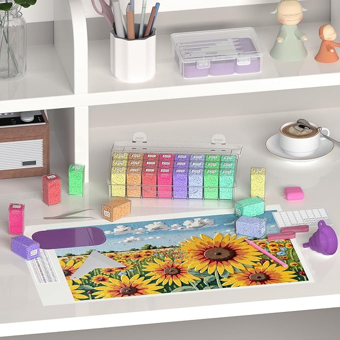 32-Grid Diamond Painting Storage Container, Transparent Square Diamond Art Storage Case, Suitable for Beads, Crafts, Nail Art, DIY ﻿