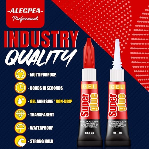 ALECPEA Super Glue Gel, 48 X 3g Tubes for Crafts, Models and Repairs