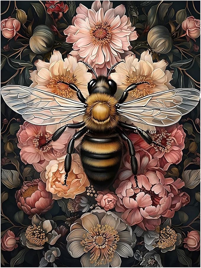 Bee Paint by Numbers Kit for Adults, 16x20 inch | DIY Painting Kits Crafts for Adults, Relieve Stress, Gift, Home Wall Decor