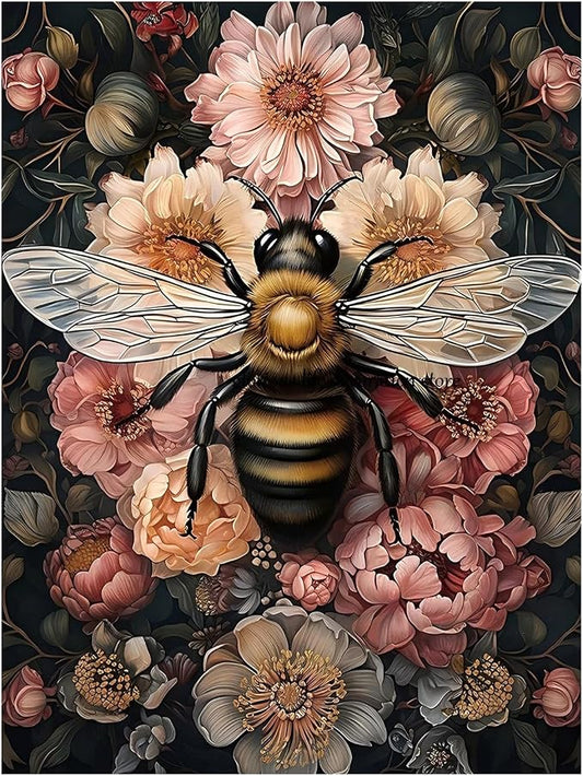 Bee Paint by Numbers Kit for Adults, 16x20 inch | DIY Painting Kits Crafts for Adults, Relieve Stress, Gift, Home Wall Decor