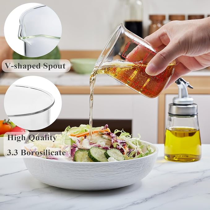 Ackers Borosilicate Glass Measuring Cup with Spout, 250 ml, 8 oz/1 Cup