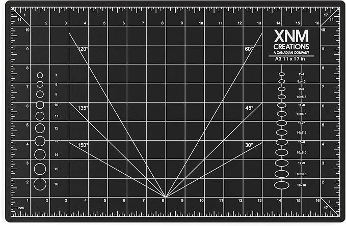 XNM Premium Self Healing Cutting Mat - 12 Inches by 18 inches - A3, 3 Layer Quality PVC Construction - Dual Sided, Imperial and Metric Grid Lines - Perfect for Cutting, Sewing, and Crafts