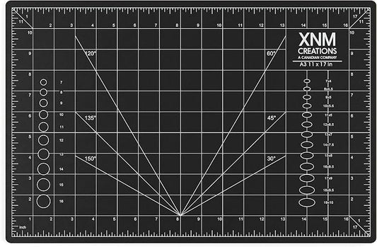 XNM Premium Self Healing Cutting Mat - 12 Inches by 18 inches - A3, 3 Layer Quality PVC Construction - Dual Sided, Imperial and Metric Grid Lines - Perfect for Cutting, Sewing, and Crafts