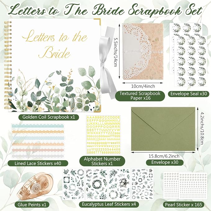 Humyoun Letters to Bride Scrapbook,12 X 12 Inch,Eucalyptus,Green