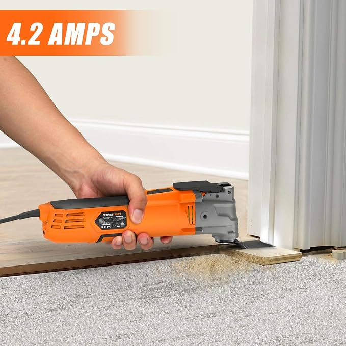 ENERTWIST 4.2 Amp Oscillating Multitool Kit with 31pcs Saw Accessories | 5° Oscillation Angle, 6 Variable Speed, Auxiliary Handle, Carrying Bag, Quick Change Accessory Powerful Oscillating Saw