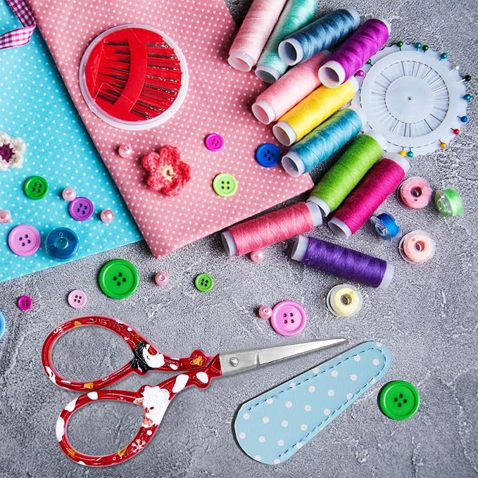 3.6 inch Sharp Embroidery Scissors Crochet with Leather Sheath for Knitting | Craft Scissors Small Scissors Pointed Tip Scissor Stainless Steel Precision Detail Scissor for Crafting Sewing Office Home