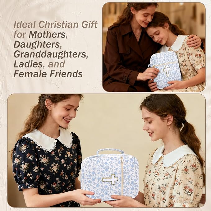 XKDOUS Bible Cover Case for Women Bible Bag Journaling Kit w/Study Supplies