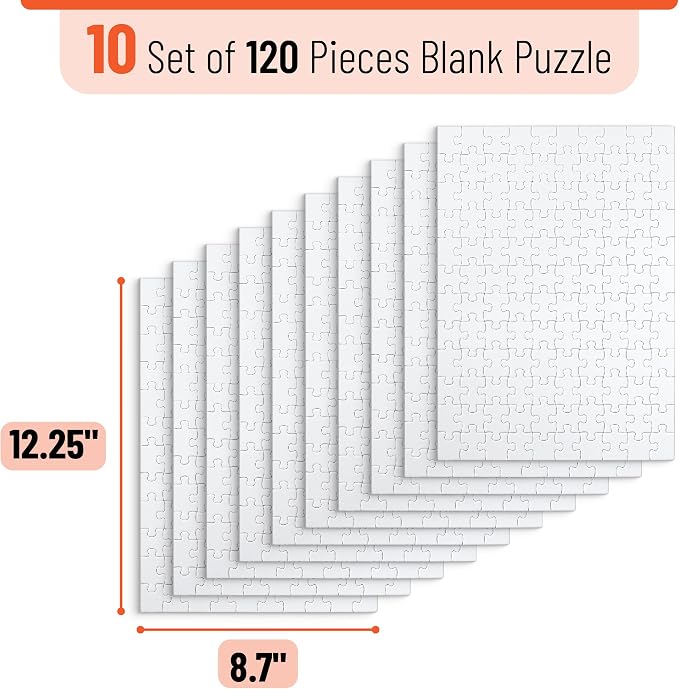 Mr. Pen- Blank Puzzle, 40 Pack, 120 Pieces/Pack, 12.3" x 8.7"