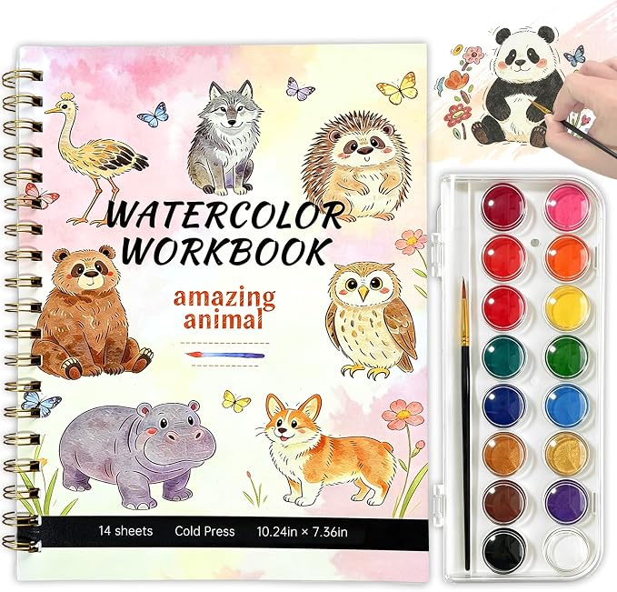 Watercolor Workbook, 16 Colors Watercolor Books Paint Set for Adults Teens