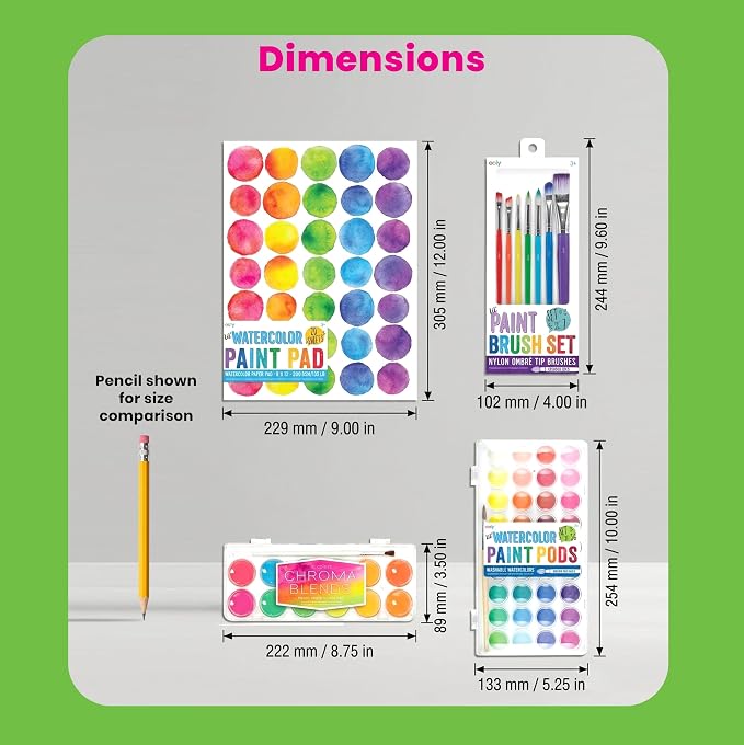 Ooly Chroma Blends Neon Watercolor Paint Set | Ages 6+, Bright Neon Colors in a Portable Case, Brush Included, Watercolor Art Supplies for Creative Kids and Adults