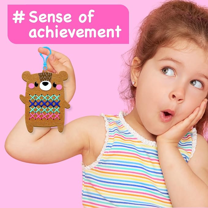 EZCRA My First Cross Stitch Kit for Kids Ages 4-8, 8 No Mess Felt Animals