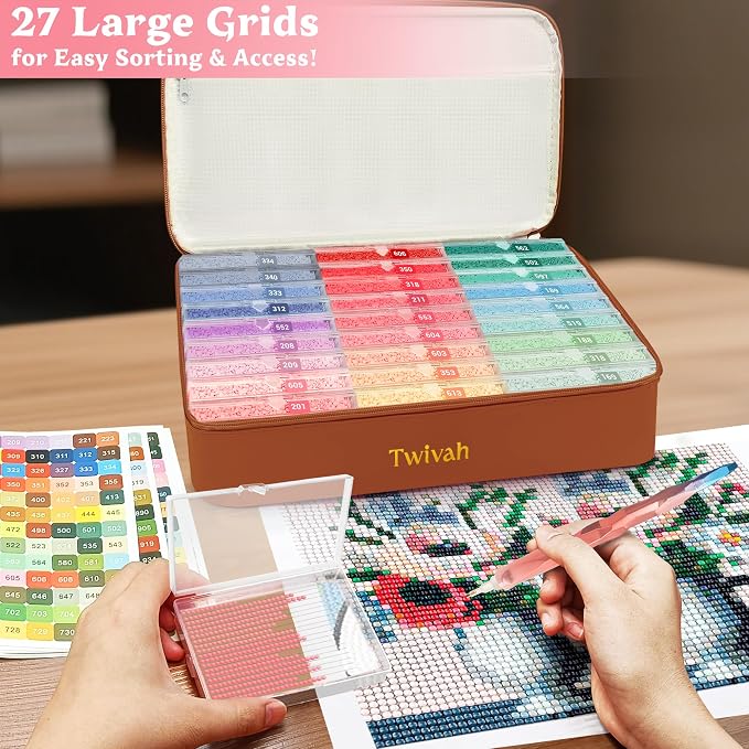 twivah 27PC Diamond Art Storage Containers, Diamond Painting Trays with Lid