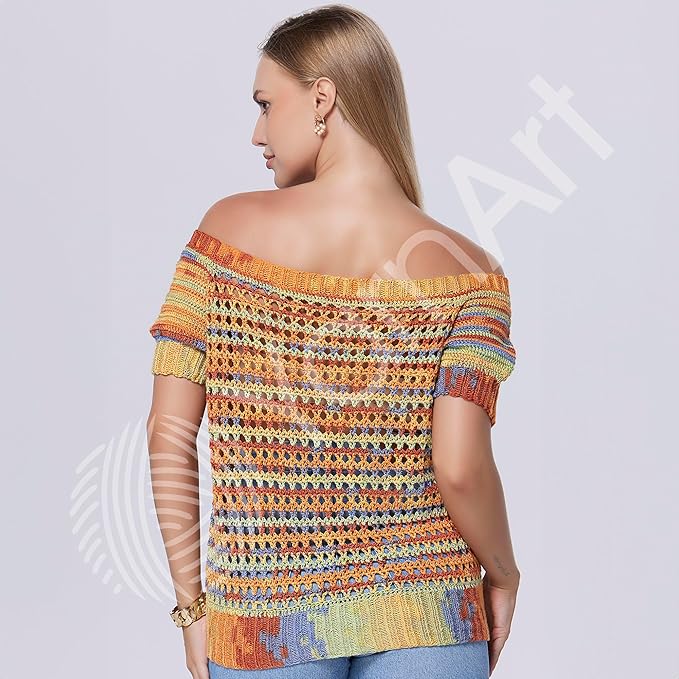 YarnArt Symphony Dream Cotton Yarn -%80 Cotton%20 Viscose Rainbow Multicolor Crochet Knitting Yarn - Suitable for All Blouses, Dresses, Shawls, Bags, Hats - 273 Yards, 3.52 Oz (1 Skein) (3104)