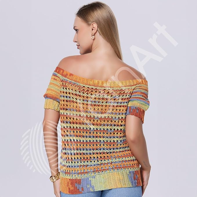 YarnArt Symphony Dream Cotton Yarn -%80 Cotton%20 Viscose Rainbow Multicolor Crochet Knitting Yarn - Suitable for All Blouses, Dresses, Shawls, Bags, Hats - 273 Yards, 3.52 Oz (1 Skein) (3118)